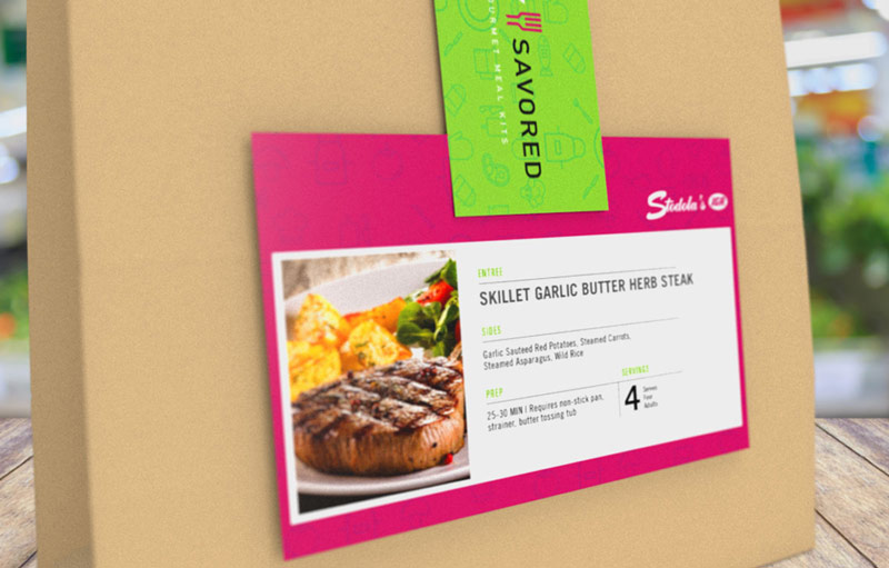 Simple Savored recipe card on paper bags
